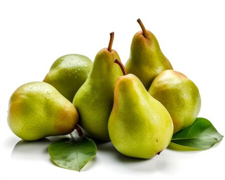 Ripe pears isolated on a white background with shadows. 