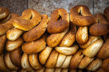 mahane yehuda marekt, jerusalem, bagels with sesame seeds, israel, middle east, kosher