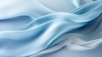 Fototapeta premium Soft Blue Light Silk Waves background. Abstract soft color design surface with wavy borders and curves. Generative AI.