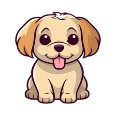 Adorable Fluffy Puppy: Cute Cartoon Dog Illustration for Children's Merchandise and More