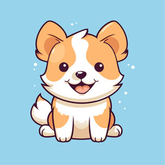 Adorable Fluffy Puppy: Cute Cartoon Dog Illustration for Children's Merchandise and More