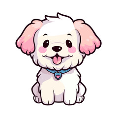 Adorable Fluffy Puppy: Cute Cartoon Dog Illustration for Children's Merchandise and More