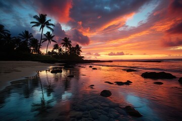 Fototapeta na wymiar Amazing tropical beach in vibrant colors