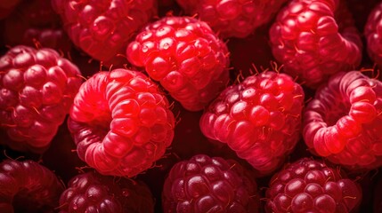 extreme macroshot intricate image of raspberries
