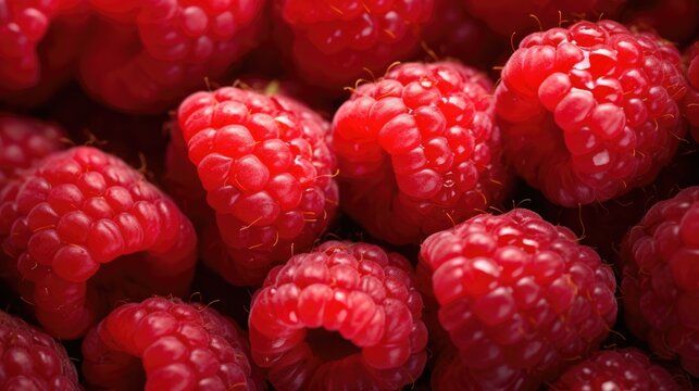 extreme macroshot intricate image of raspberries