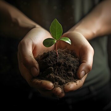 Zarte weibliche H&auml;nde ber&uuml;hren Feldboden - Samen f&uuml;r Gem&uuml;se oder Pflanzen werden ges&auml;t. Verbunden mit Landwirtschaft, Gartenbau, &Ouml;kologie.