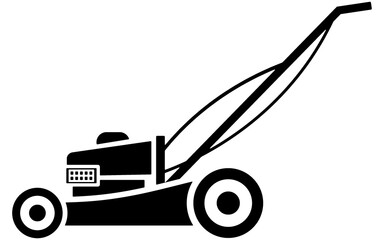 Clean & simple illustration of lawn mower. Line art, clipart, icon, object, shape, symbol, etc. PNG with transparent background. Design elements for websites and other graphics.