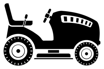 Clean & simple illustration of lawn/garden tractor. Line art, clipart, icon, object, shape, symbol, etc. PNG with transparent background. Design elements for websites and other graphics.