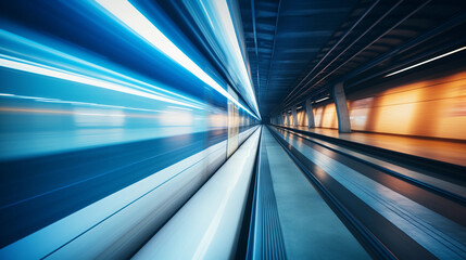 Fototapeta premium blurred background metro escalator