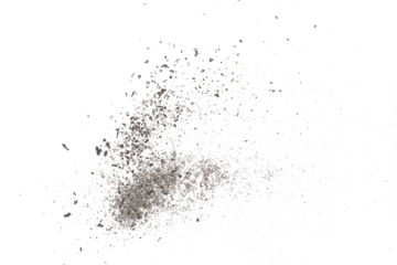 Cigarette ash explosion isolated on white background, texture