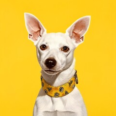 white dog on yellow background .Generative AI