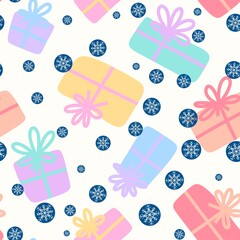 Festive gift box seamless pattern for wrapping paper and fabrics and linens and kids clothes print and party accessories