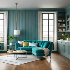 Fototapeta premium Modern living room-generated ai