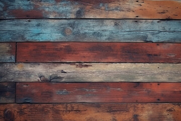 Antique, gritty, colorful wooden texture with history. Generative AI