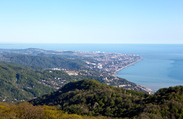 View of the Adler district of Sochi from the Ferris wheel. Sochi, Krasnodar Territory. Russia