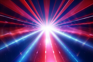 Obraz premium Background of blue and red shining rays at the disco Generative AI
