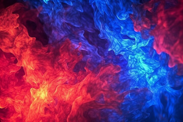 Fototapeta na wymiar Bold red and blue flames ignite the darkness of the background. Generative AI