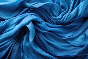 Abstract design background featuring a blue crumpled wrapping paper texture, perfect for creative mock-ups. Generative Ai.