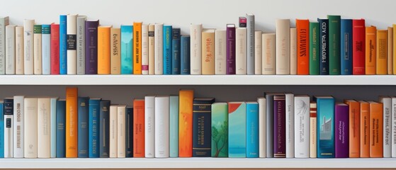 Fototapeta premium Close up of library books on shelf. Generative AI