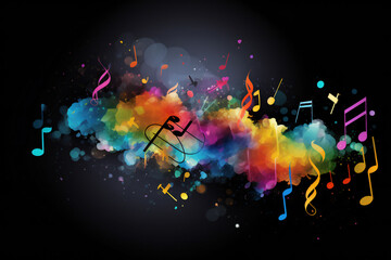 Colorful music notes background,ai generated