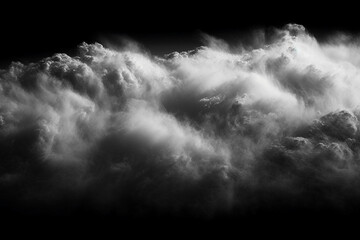 Dense fog emerges, isolated against a black canvas. Generative AI