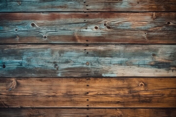 Obraz premium Distressed, vivid, aged wood background with charm. Generative AI