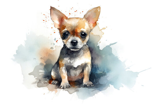 Cute Chihuahua Watercolor,ai generated