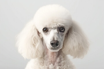 White poodle puppy. Isolated on a white background,ai generated
