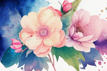 Beautiful abstract watercolor floral illustration - 619601112