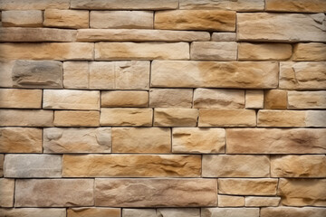 Seamless pattern of sandstone facade on a textured stone wall brick backdrop. Generative AI