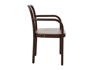 Midcentury steam-bent wooden chair with backrest and armrest. 3d render