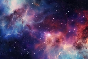 Fototapeta premium Abstract cosmic backdrop showcasing a universe filled with stars, nebulae, and galaxies. Generative AI