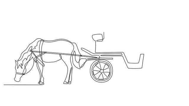 Animated self drawing of single continuous line draw for a traditional transportation. Vehicle design concept illustration in simple linear animation. transportation design with full length animation.