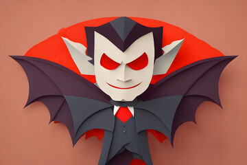 halloween vampire, cartoon style, paper art style ai generated