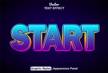 start text effect with blue color graphic style and editable. - obrazy, fototapety, plakaty