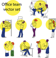 office team workers vector set
