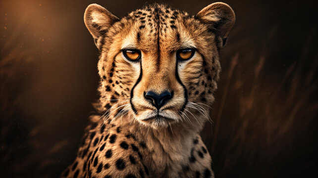 Close up of hunting cheetah in kruger park, african wildlife