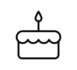 Vector cake icon. Birthday cake illustration. Black line icon.