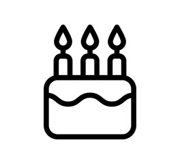 Vector cake icon. Birthday cake illustration. Black line icon.