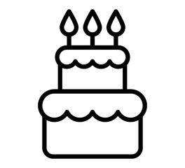 Vector cake icon. Birthday cake illustration. Black line icon.