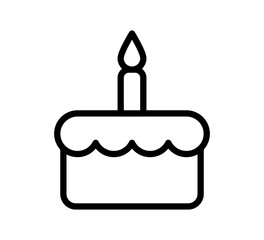Vector cake icon. Birthday cake illustration. Black line icon.