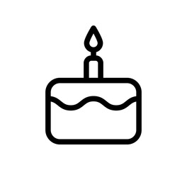 Vector cake icon. Birthday cake illustration. Black line icon.