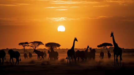 Fototapeta na wymiar Illustration of african wildlife animals, kruger park