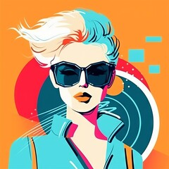 Beautiful girl in sunglasses. Vector illustration. Hipster style. Fashion girl in sketch-style. Vector illustration for your design.