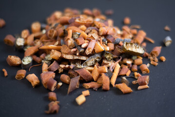 dried cochayuyo on a black board