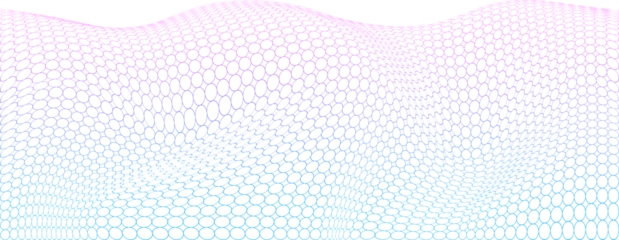 Abstract gradient halftone wave background. A twisted plane of circles on a transparent background. A modern sample for presentations, web design on a technological topic