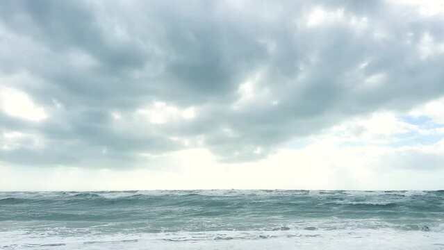 Seascape and waves during stormy day
