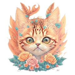 orange cat with flower 07 collection 
