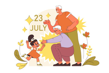 International grandparents day. Elderly people with grandchildren.