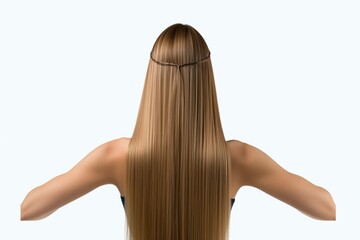 Naklejka premium BACK VIEW WOMAN, Long straight hair, isolated on white background, Generative ai